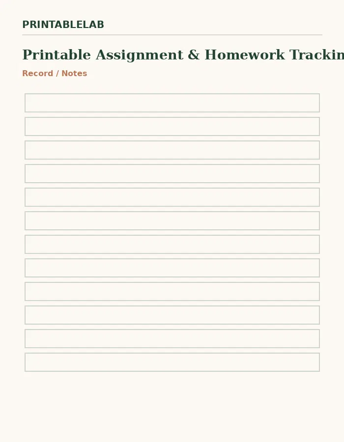 Printable Assignment & Homework Tracking Tracker preview 4