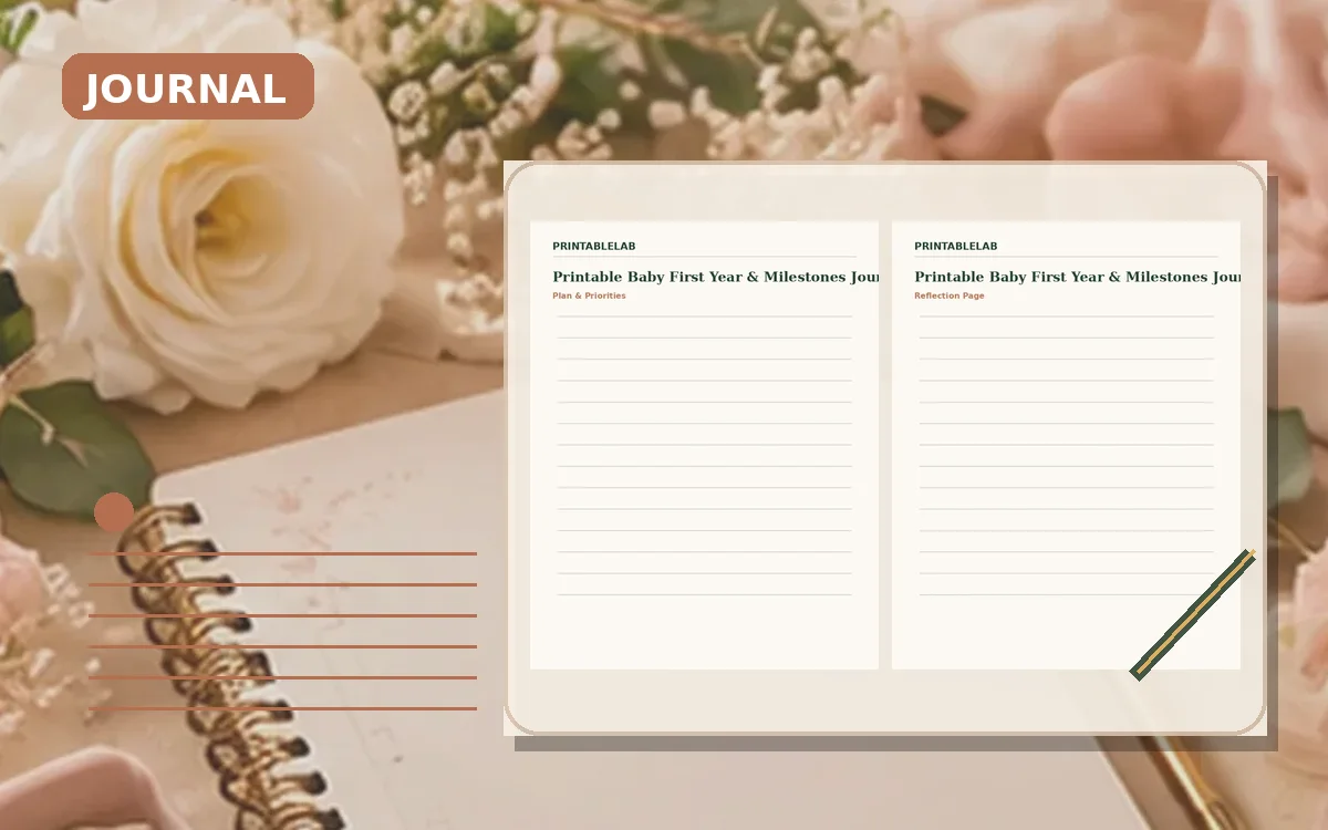 Printable Baby First Year & Milestones Journal cover