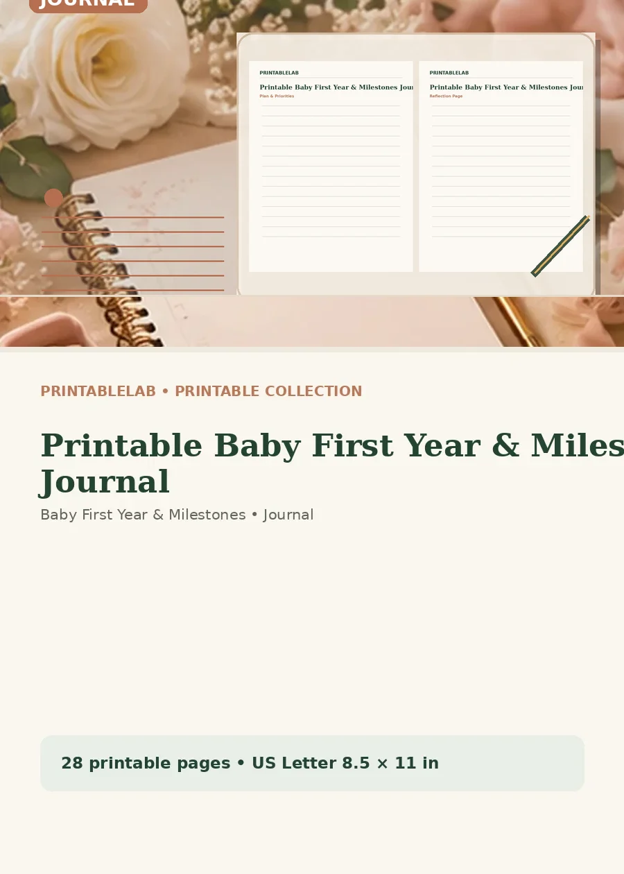 Printable Baby First Year & Milestones Journal cover