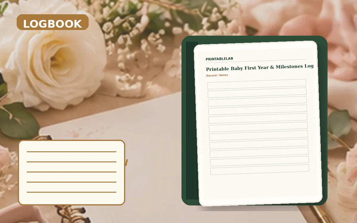 Printable Baby First Year & Milestones Logbook cover