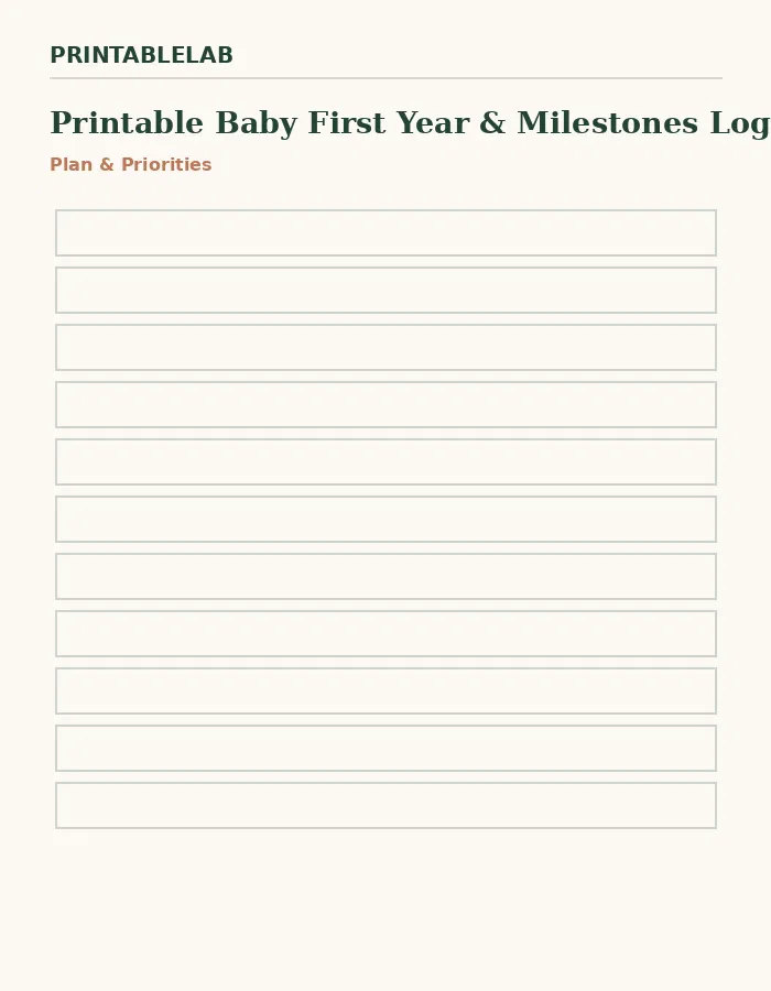 Printable Baby First Year & Milestones Logbook preview 1