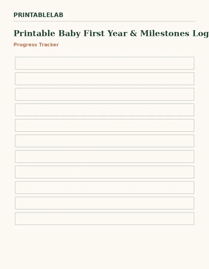 Printable Baby First Year & Milestones Logbook preview 3