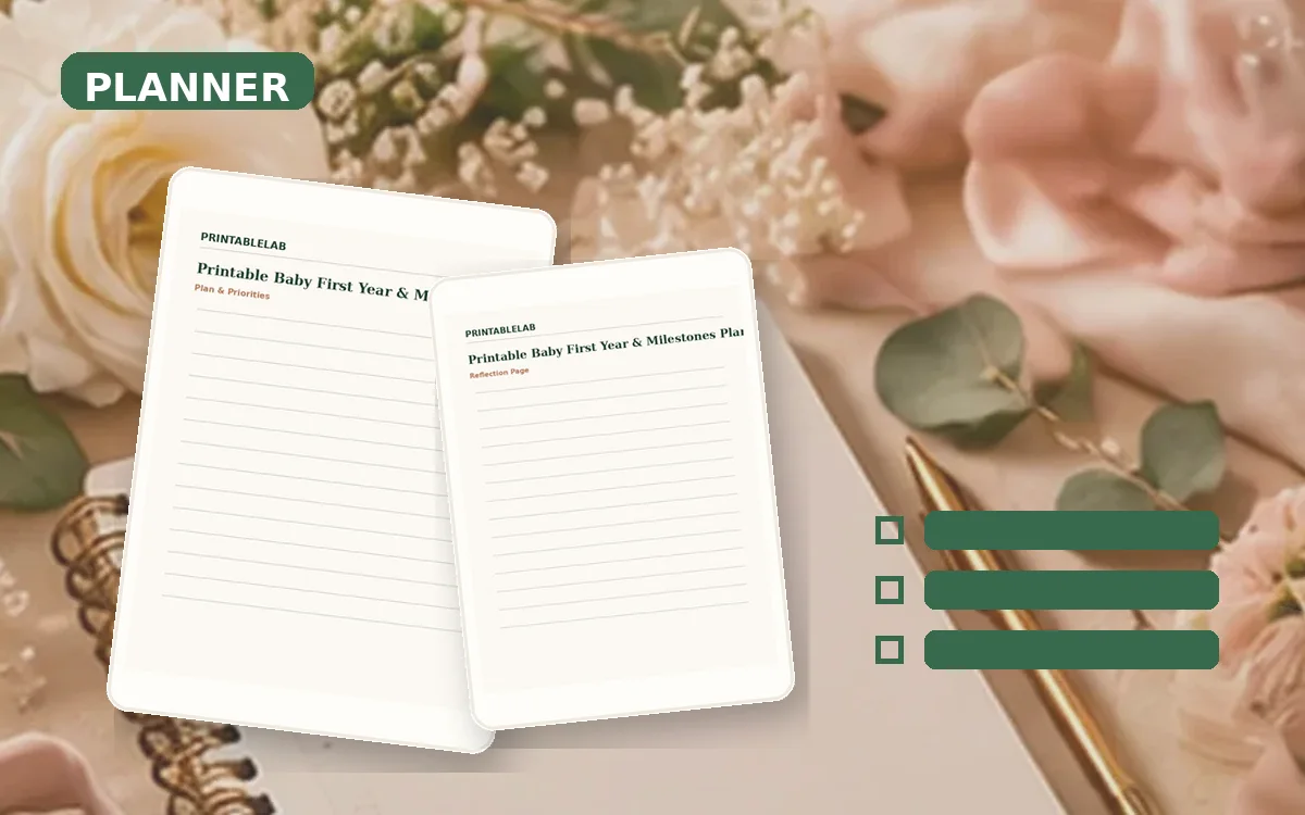 Printable Baby First Year & Milestones Planner cover