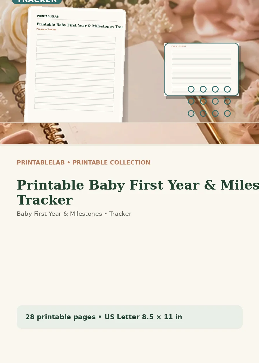 Printable Baby First Year & Milestones Tracker cover