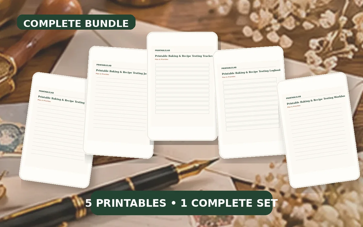 Complete Baking & Recipe Testing Printable Bundle cover