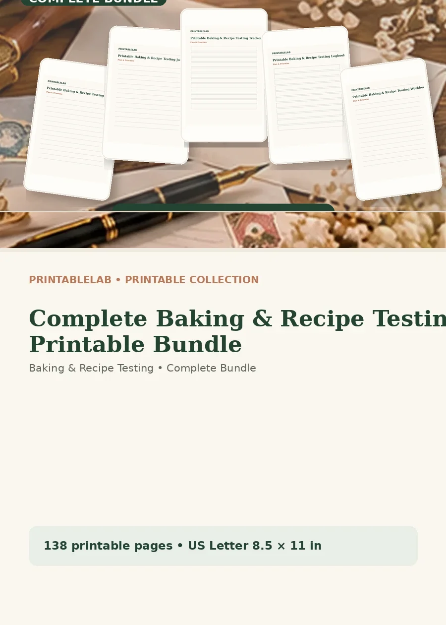 Complete Baking & Recipe Testing Printable Bundle cover