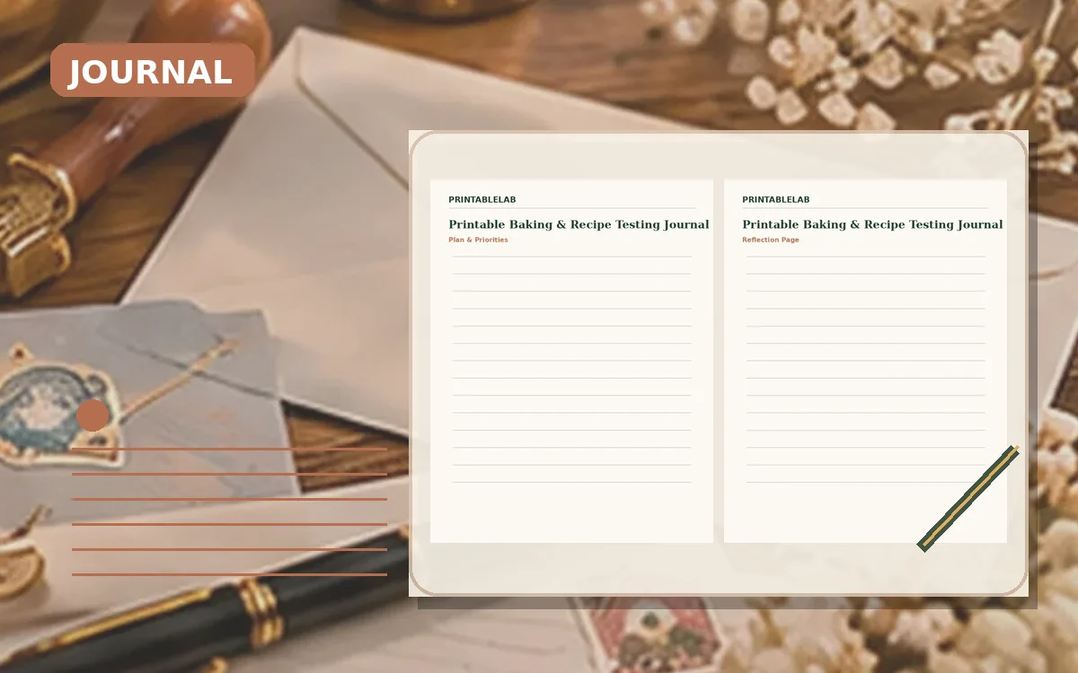 Printable Baking & Recipe Testing Journal cover