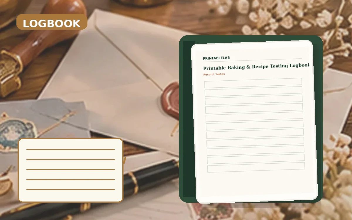 Printable Baking & Recipe Testing Logbook cover