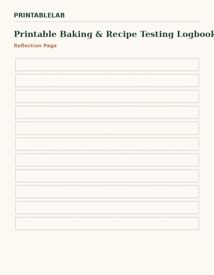 Printable Baking & Recipe Testing Logbook preview 2