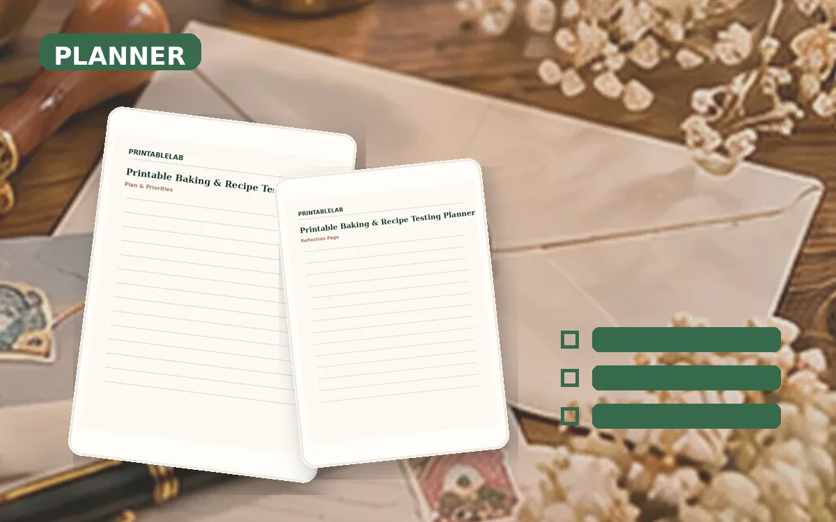 Printable Baking & Recipe Testing Planner cover
