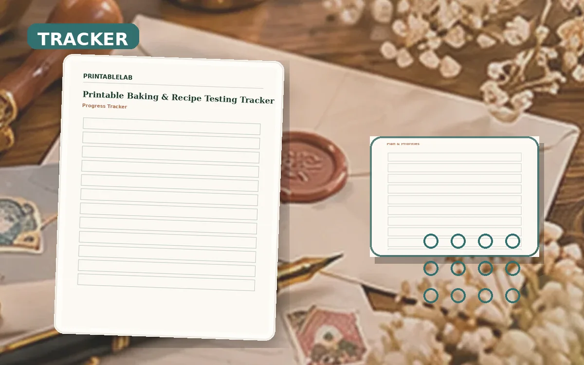 Printable Baking & Recipe Testing Tracker cover