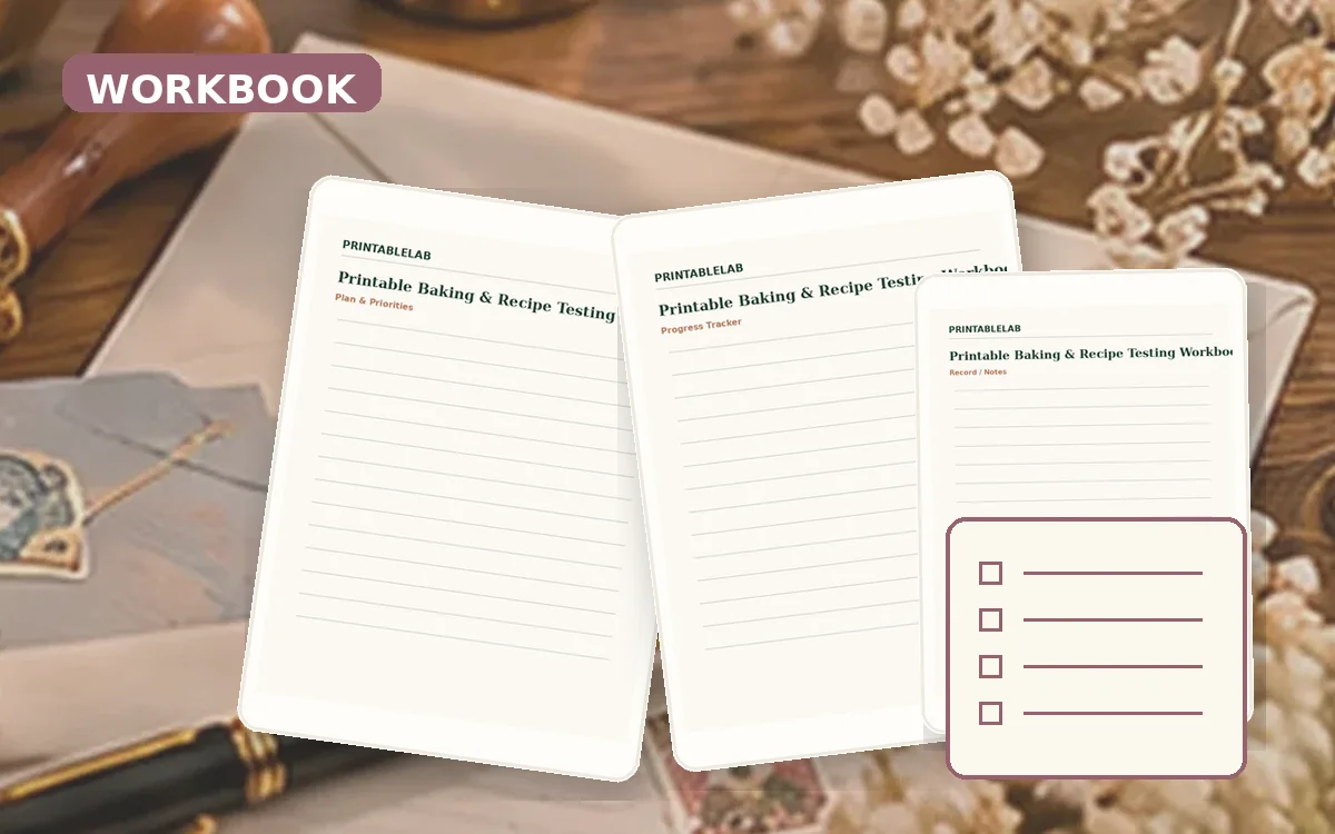Printable Baking & Recipe Testing Workbook cover