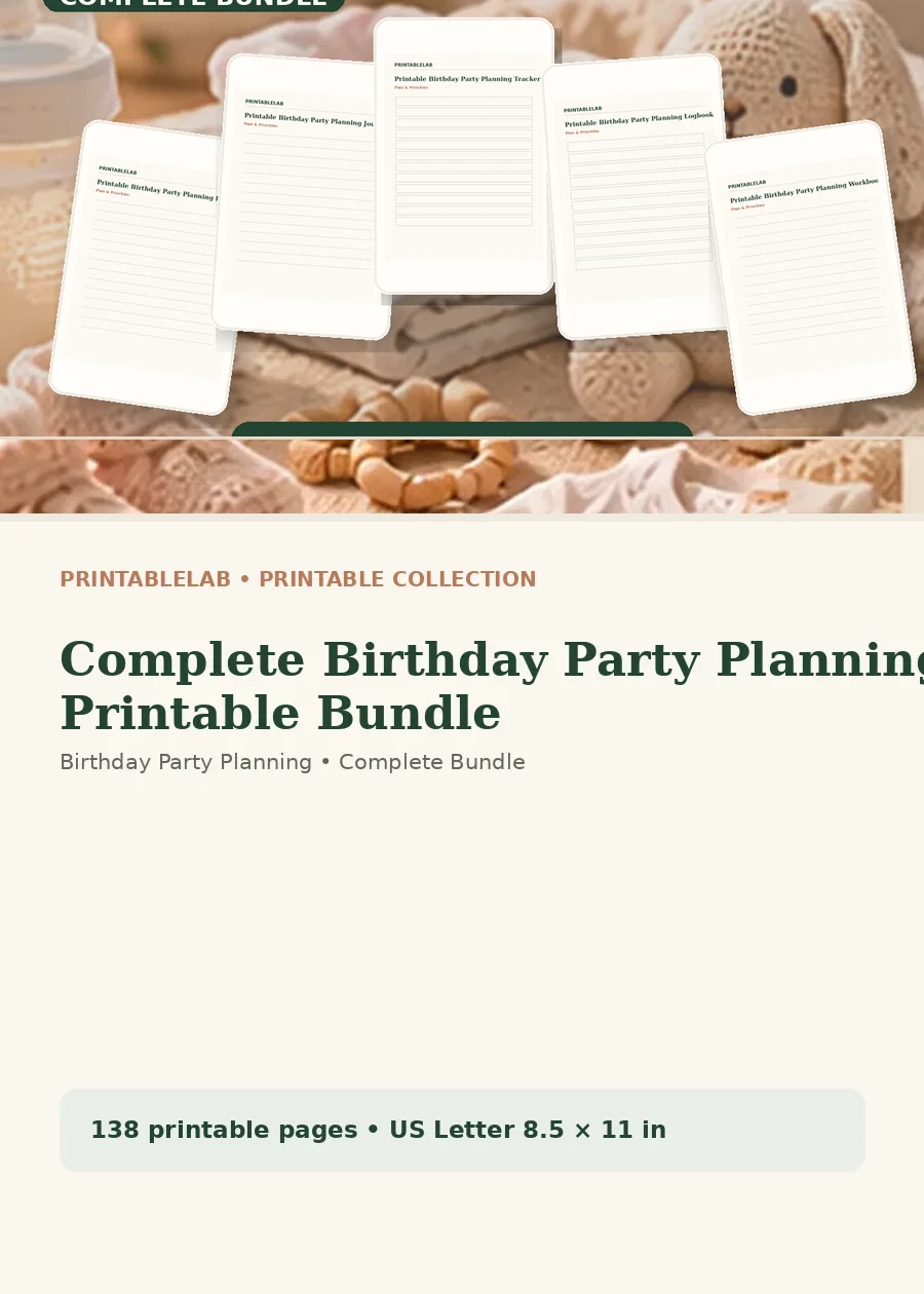 Complete Birthday Party Planning Printable Bundle cover