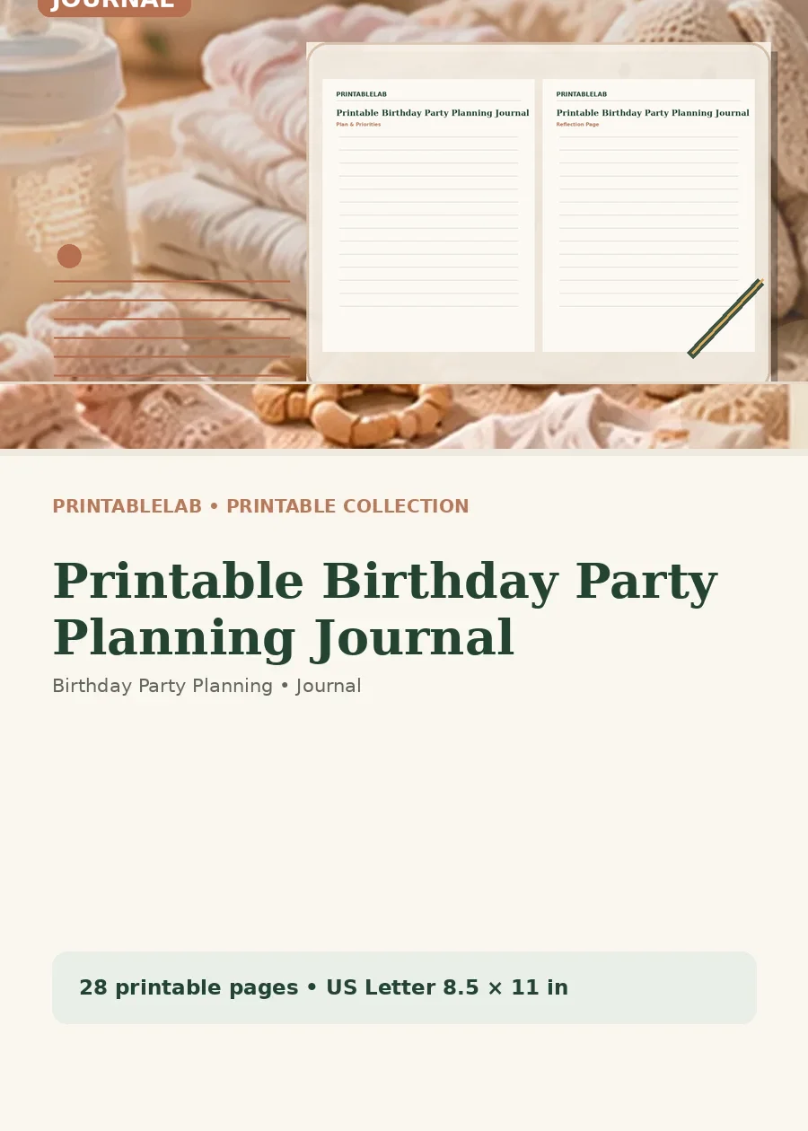 Printable Birthday Party Planning Journal cover