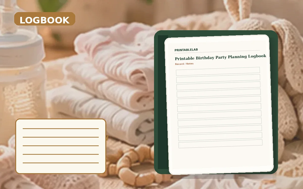 Printable Birthday Party Planning Logbook cover
