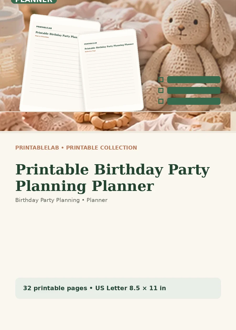 Printable Birthday Party Planning Planner cover
