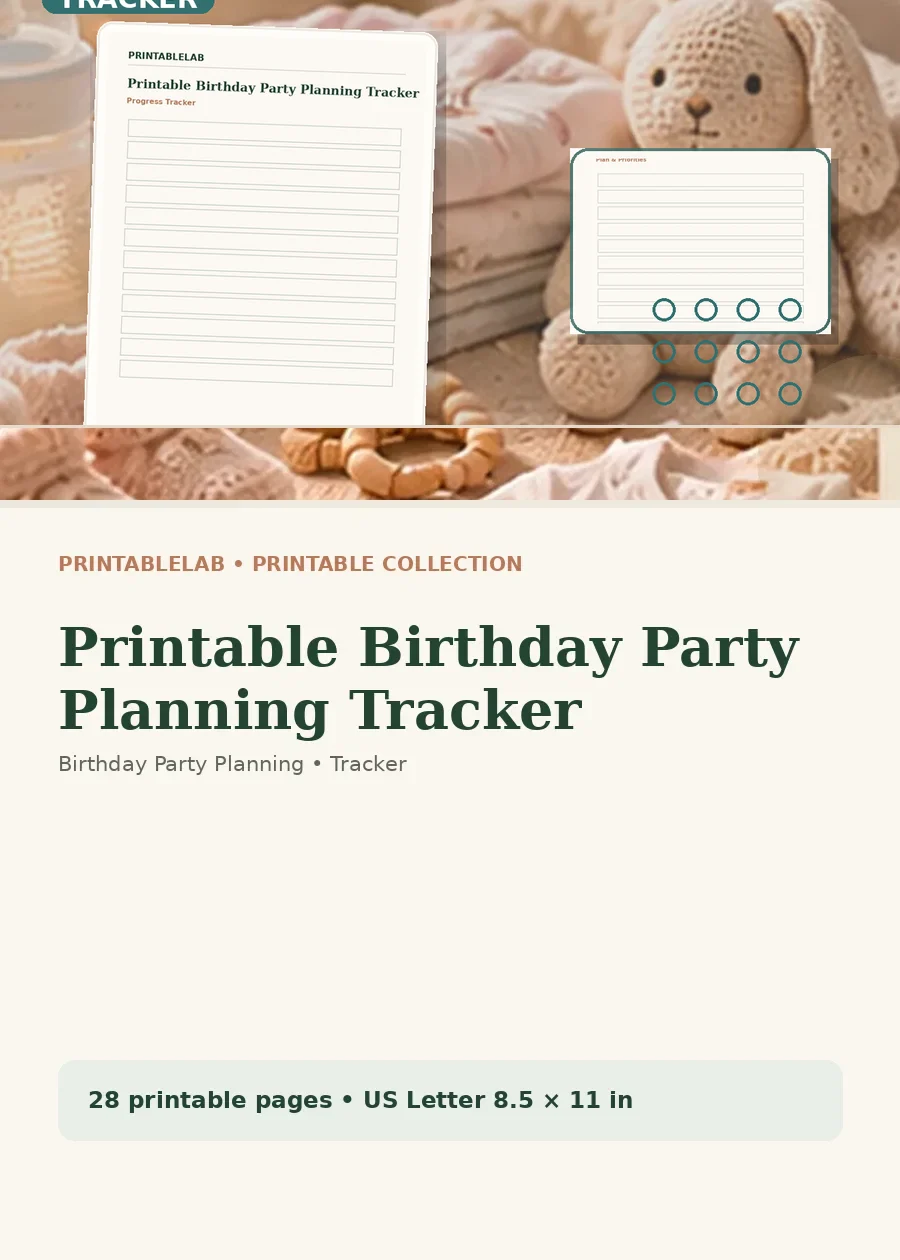 Printable Birthday Party Planning Tracker cover