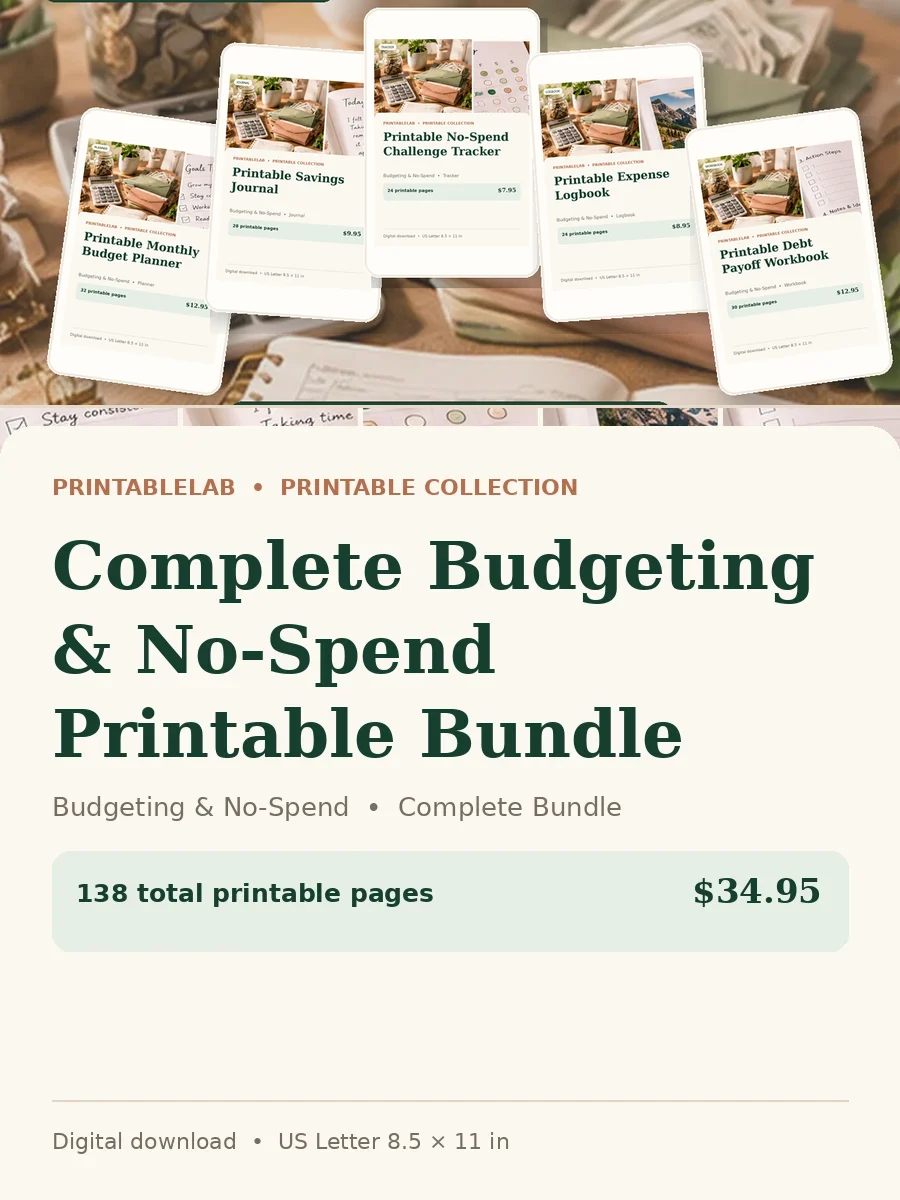 Complete Budgeting & No-Spend Printable Bundle cover