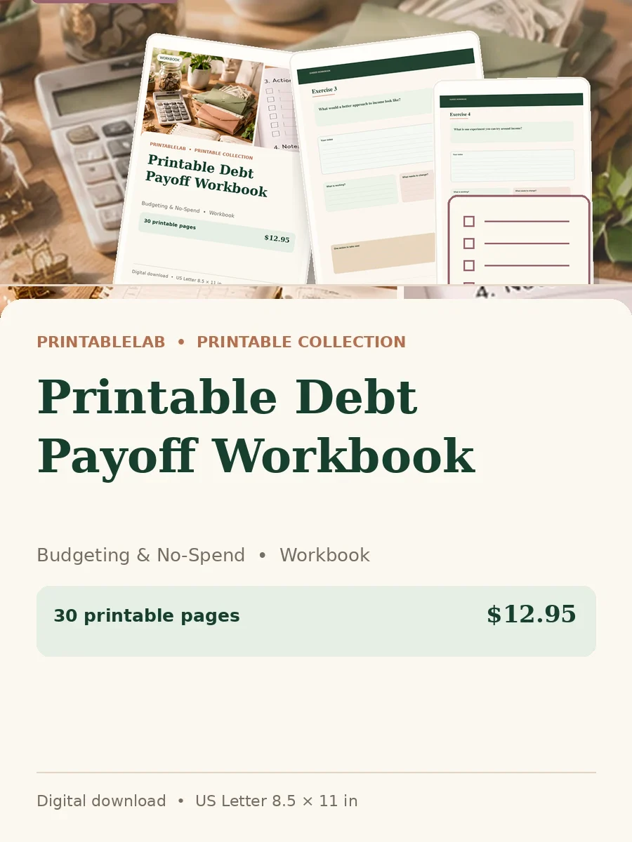 Printable Debt Payoff Workbook cover