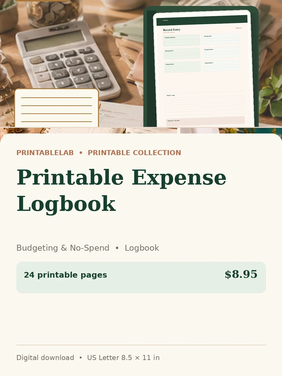 Printable Expense Logbook cover