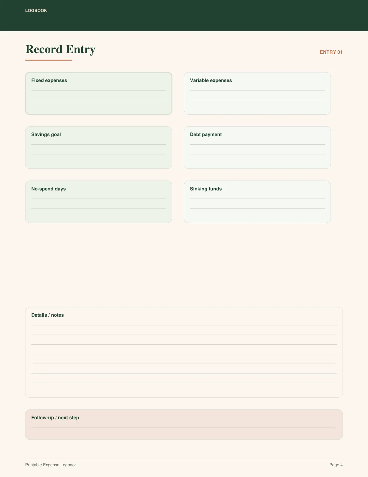 Printable Expense Logbook preview 3