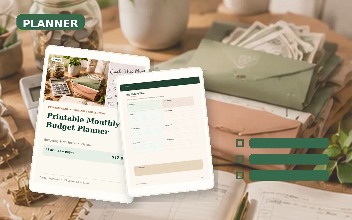 Printable Monthly Budget Planner cover