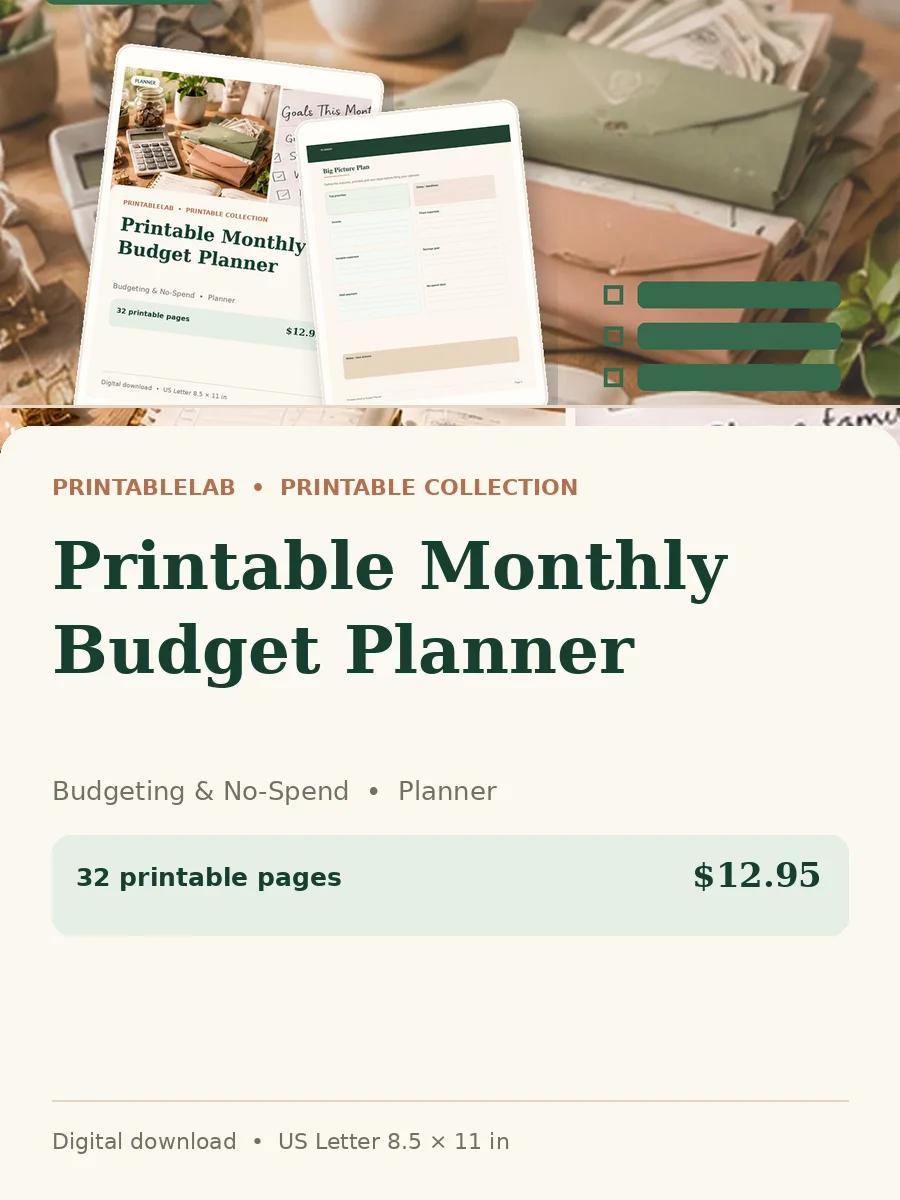 Printable Monthly Budget Planner cover