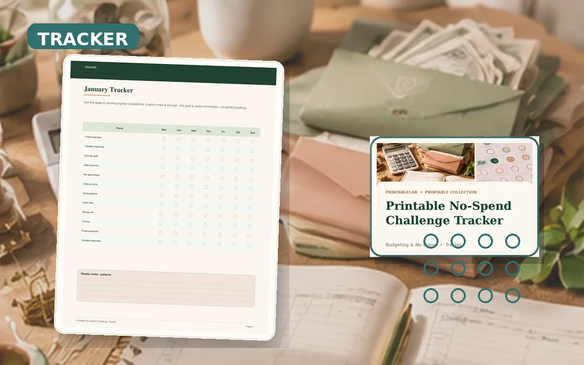 Printable No-Spend Challenge Tracker cover