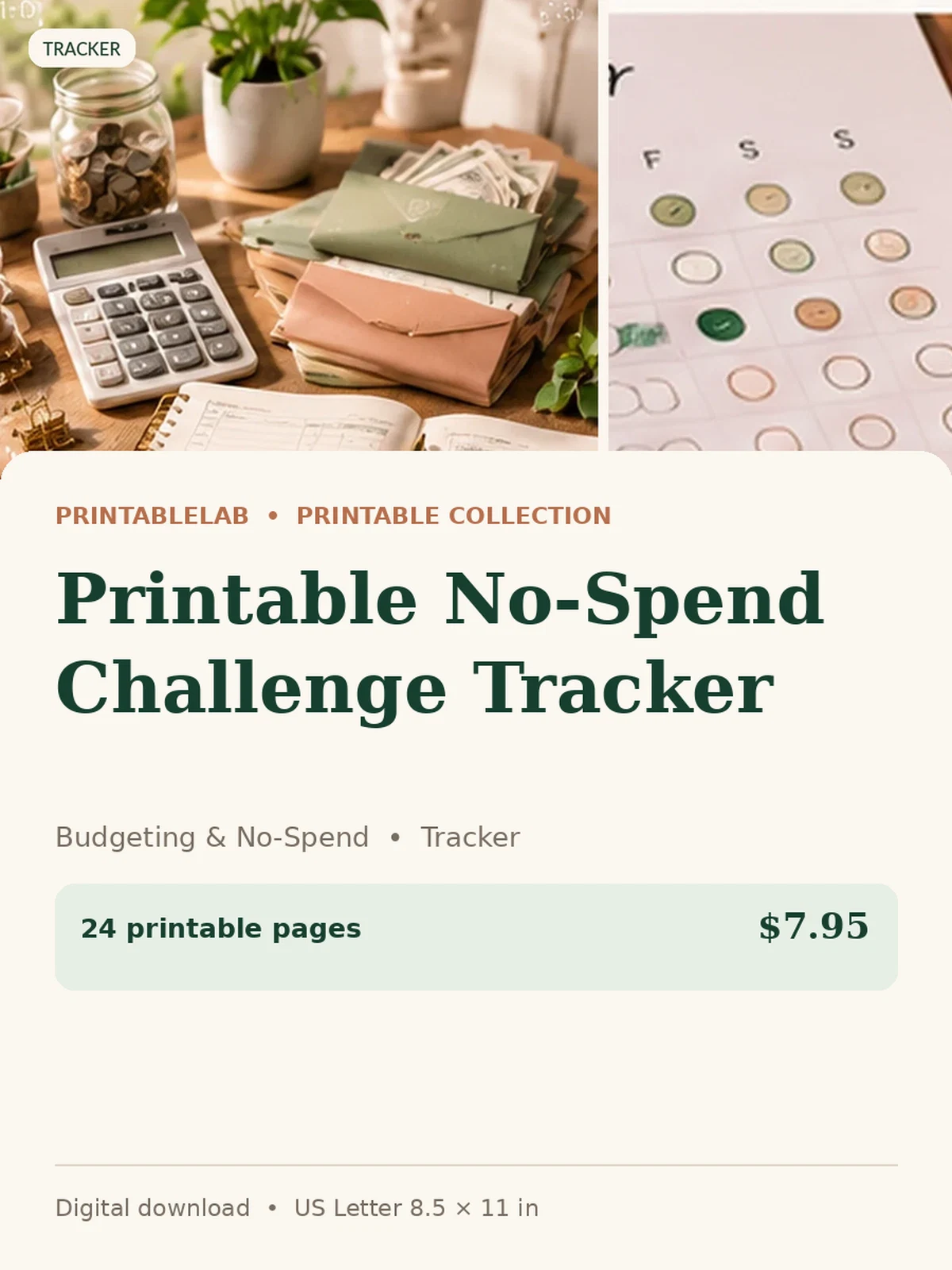Printable No-Spend Challenge Tracker preview 1