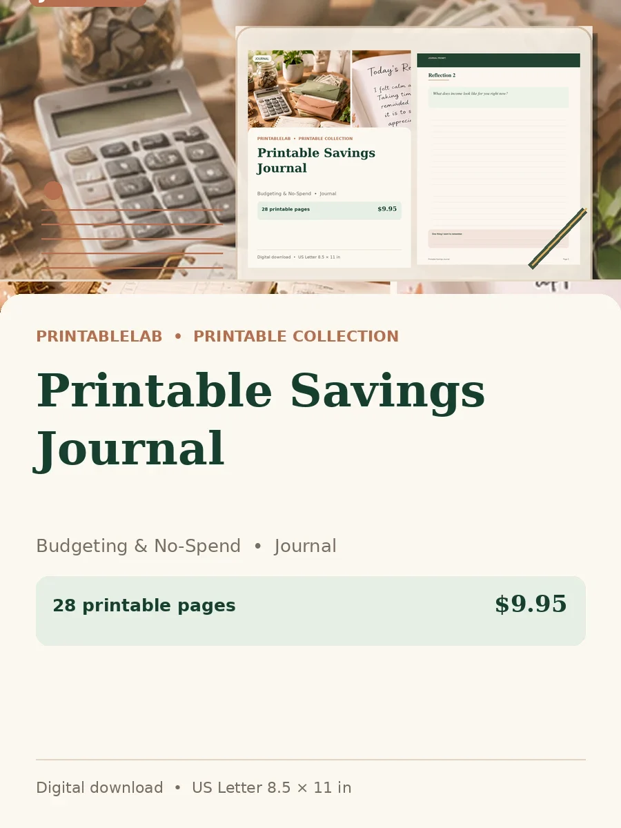 Printable Savings Journal cover