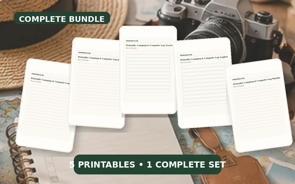 Complete Camping & Campsite Log Printable Bundle cover