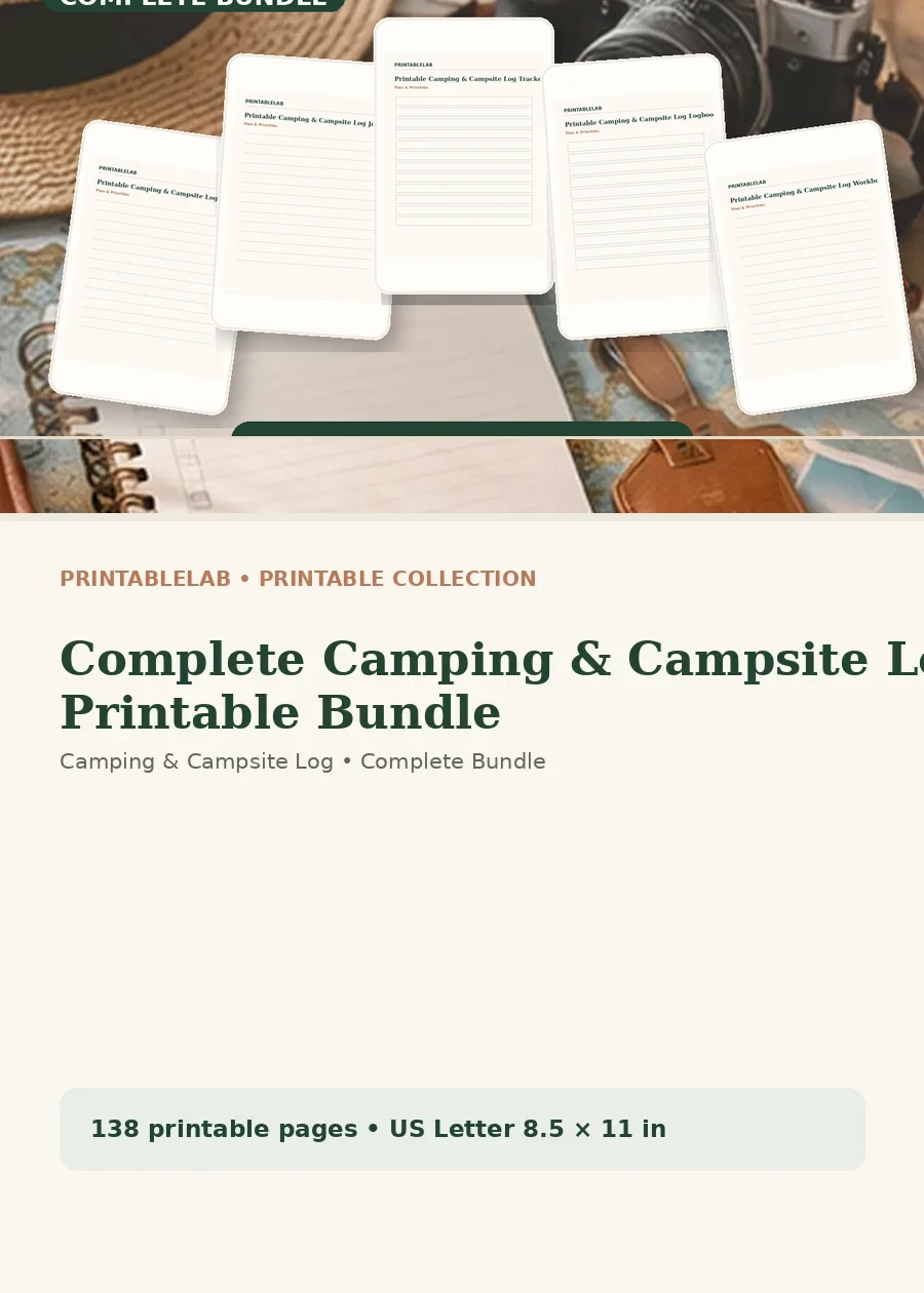 Complete Camping & Campsite Log Printable Bundle cover