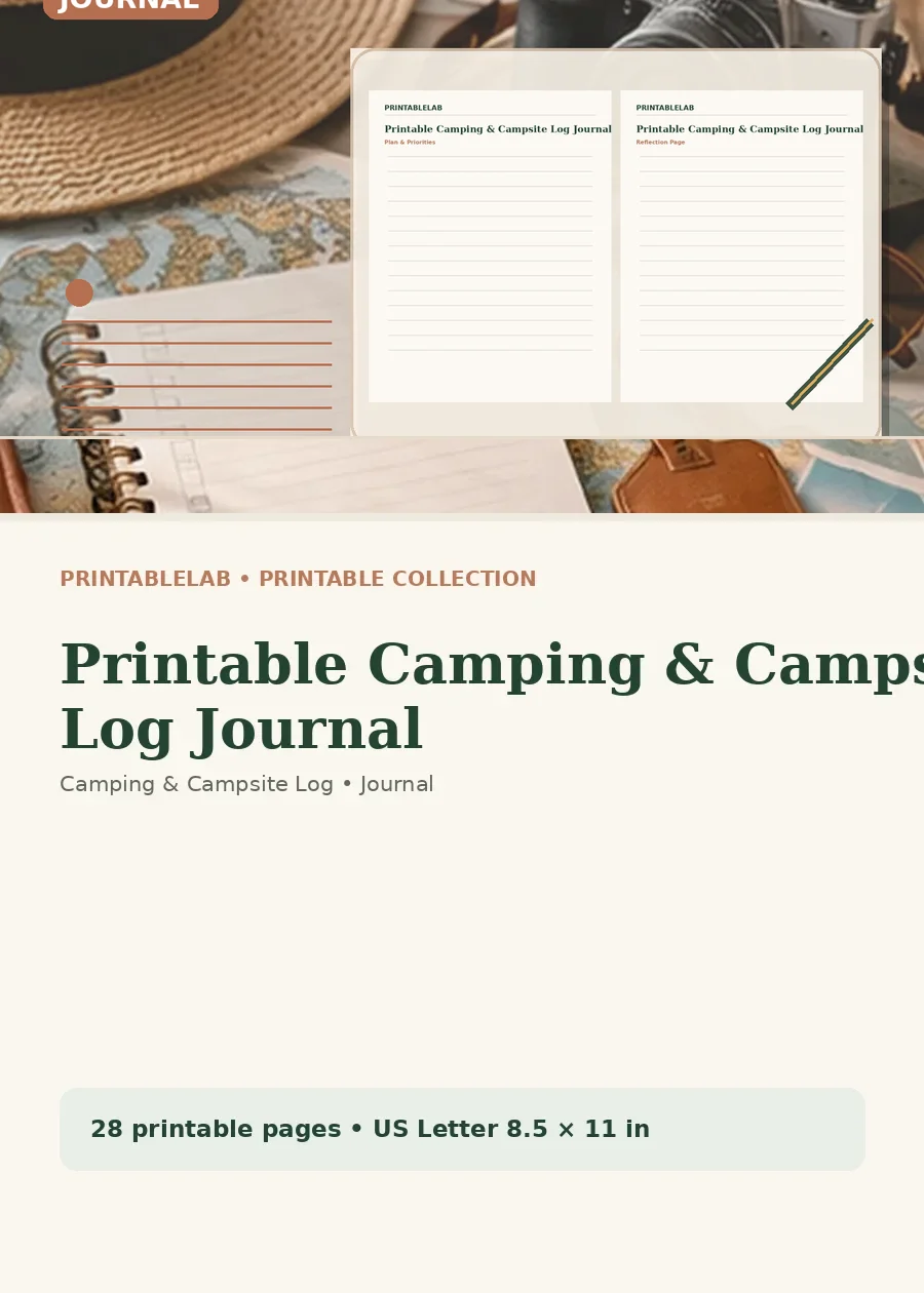 Printable Camping & Campsite Log Journal cover