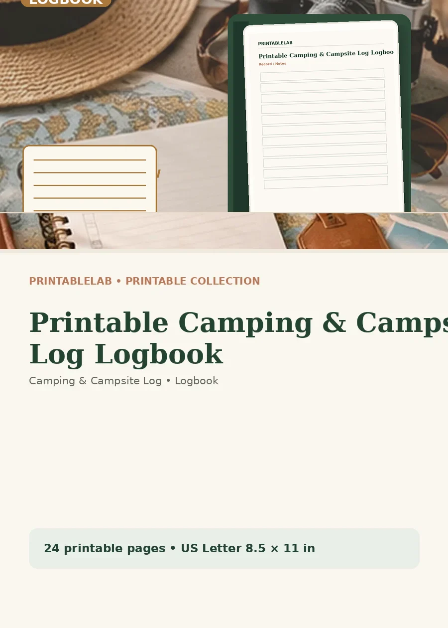 Printable Camping & Campsite Log Logbook cover