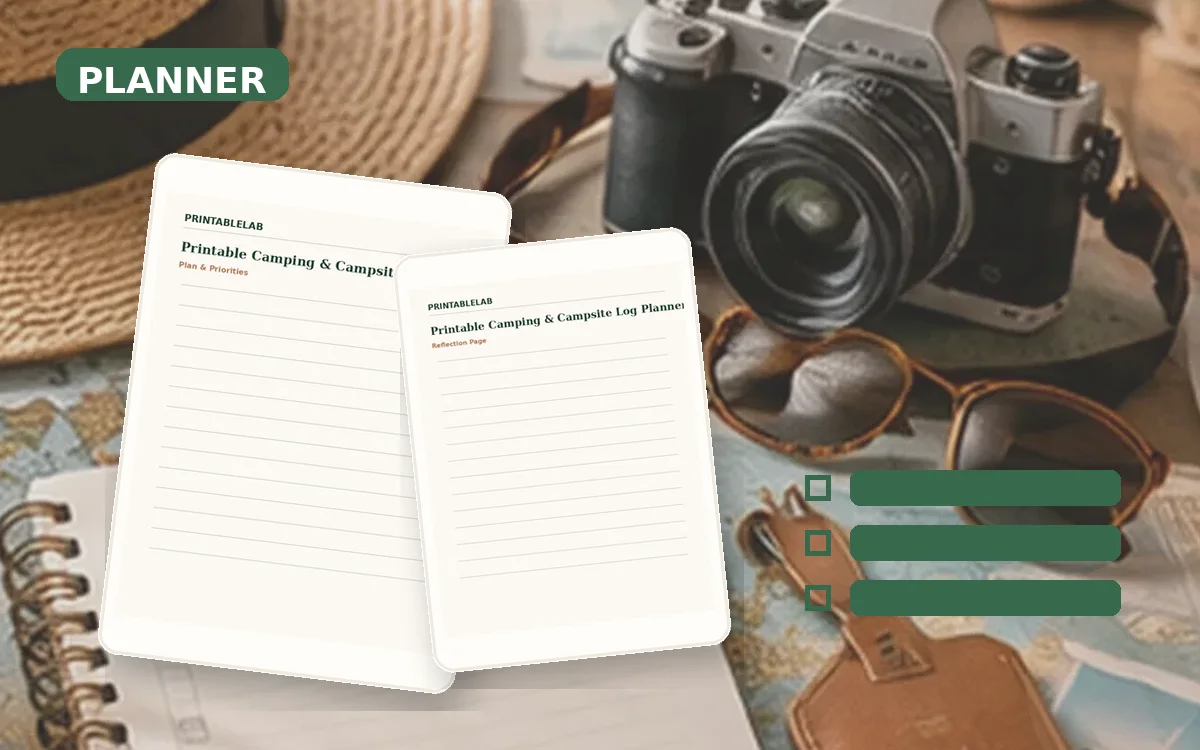 Printable Camping & Campsite Log Planner cover