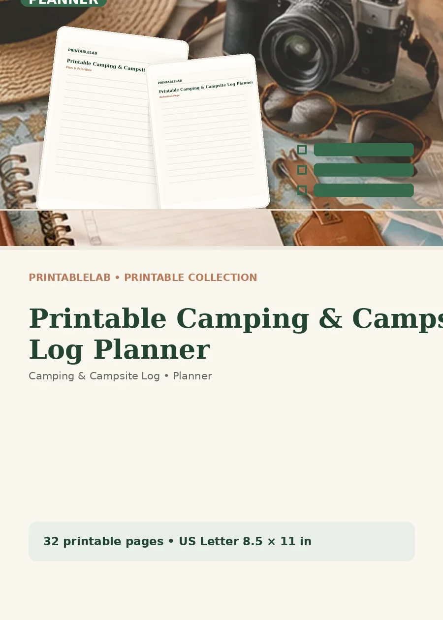 Printable Camping & Campsite Log Planner cover