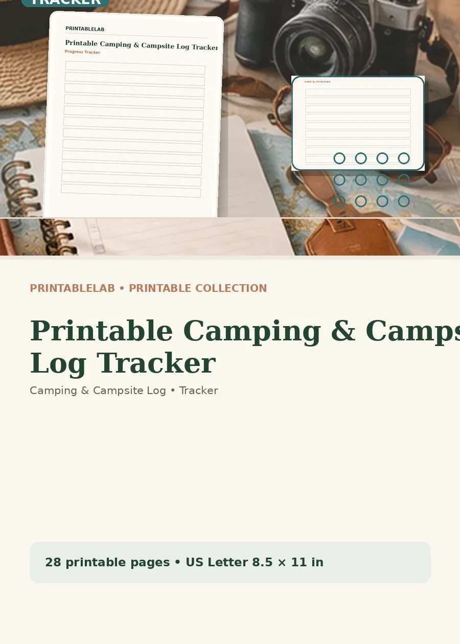 Printable Camping & Campsite Log Tracker cover
