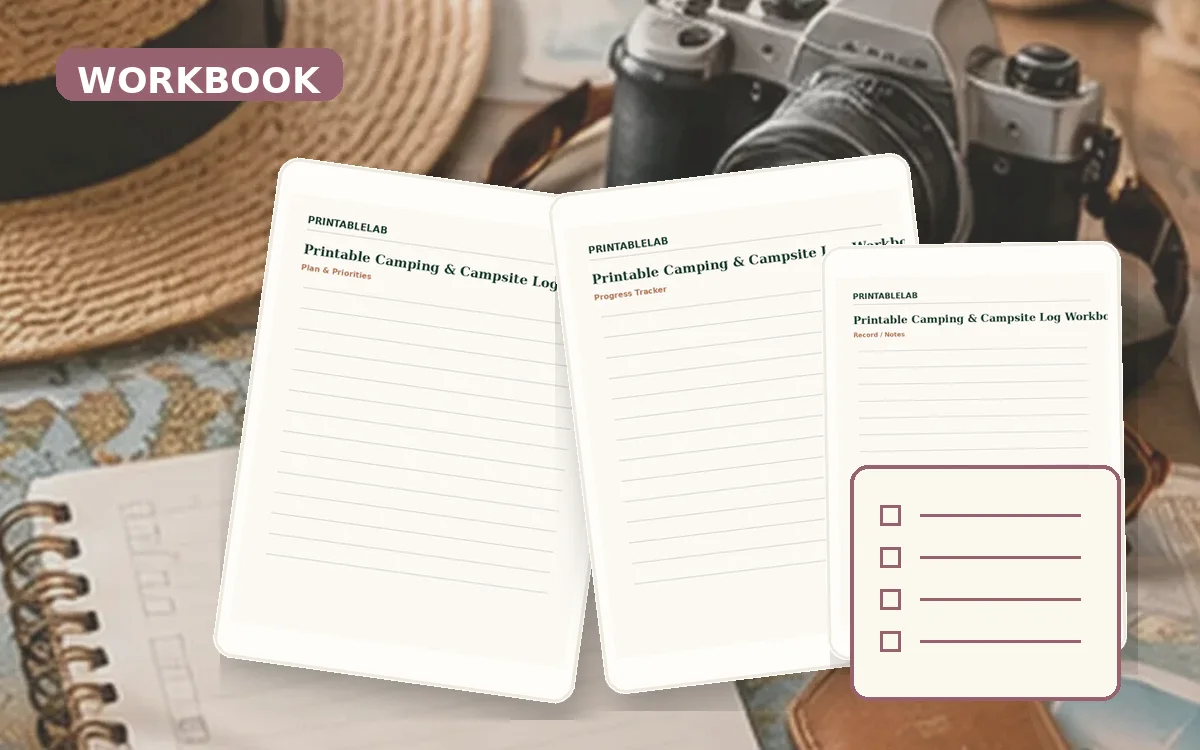 Printable Camping & Campsite Log Workbook cover