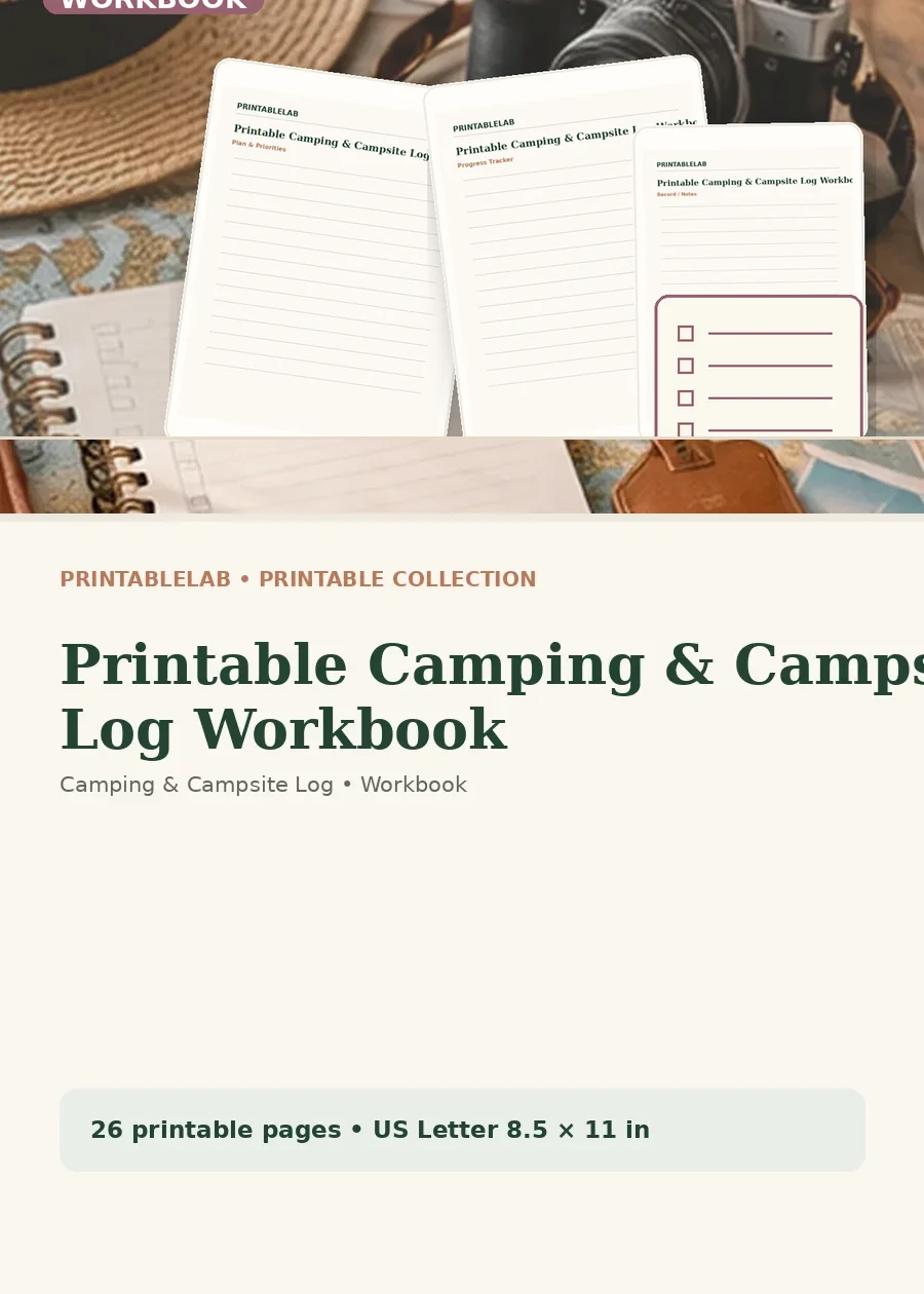Printable Camping & Campsite Log Workbook cover