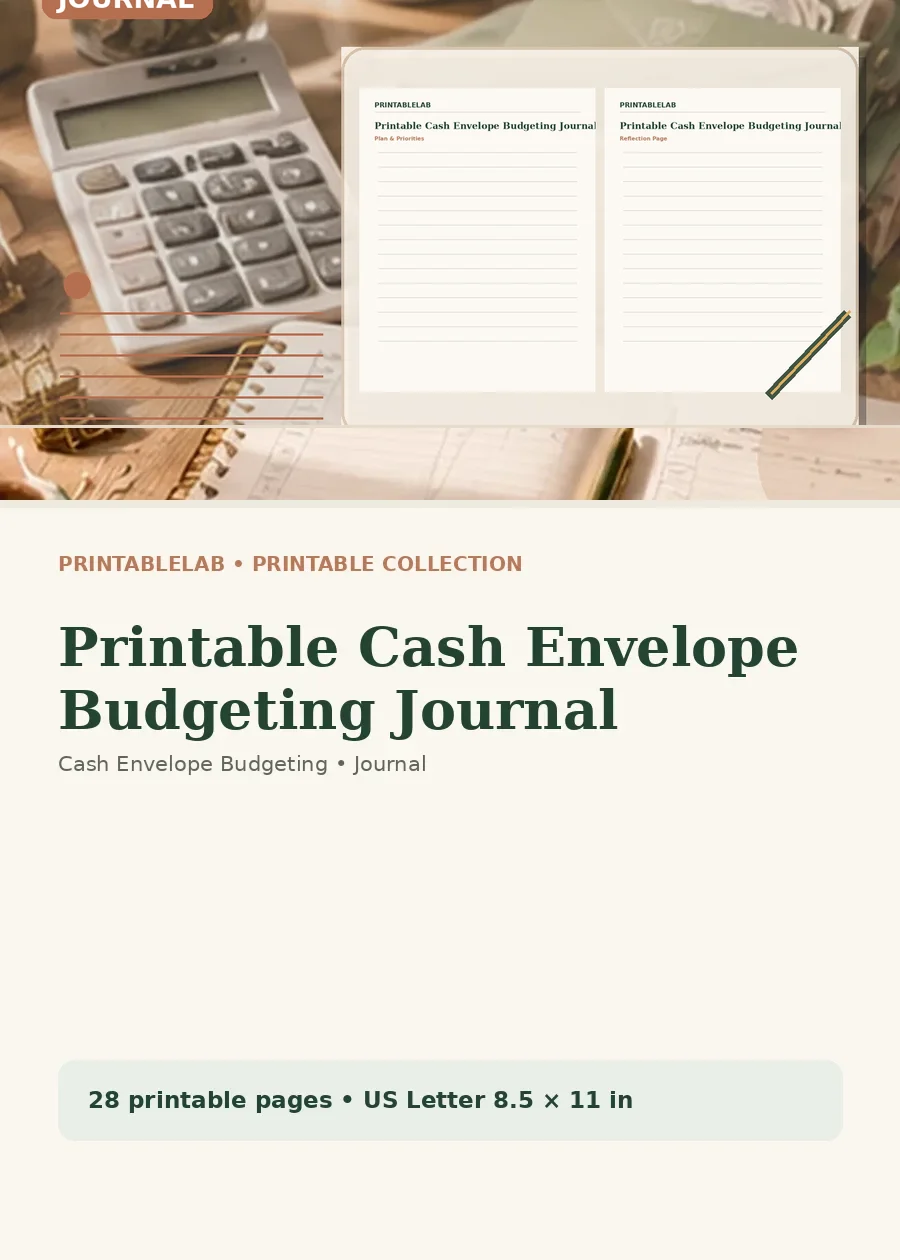 Printable Cash Envelope Budgeting Journal cover