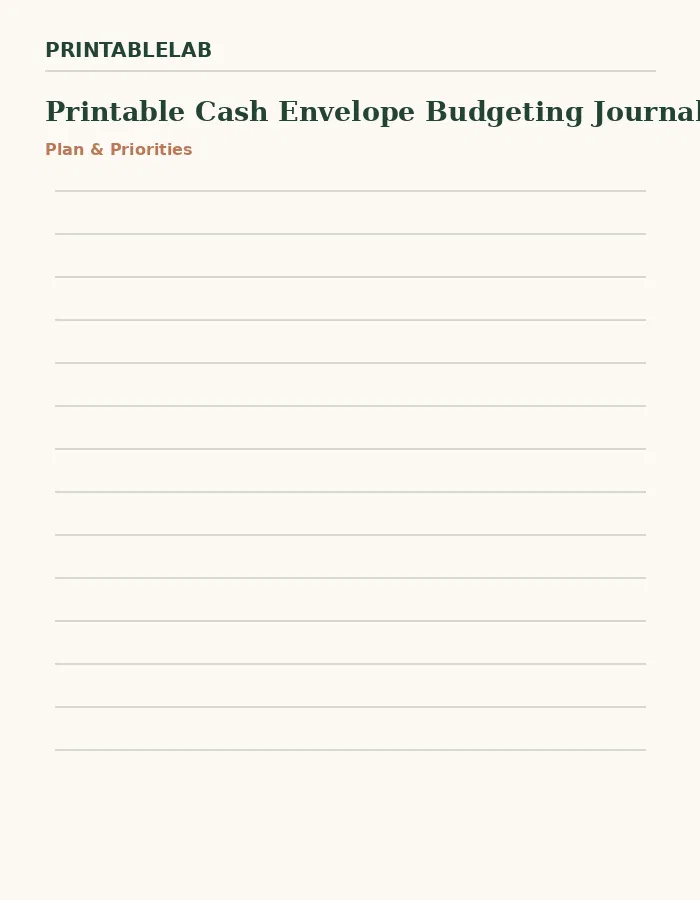 Printable Cash Envelope Budgeting Journal preview 1