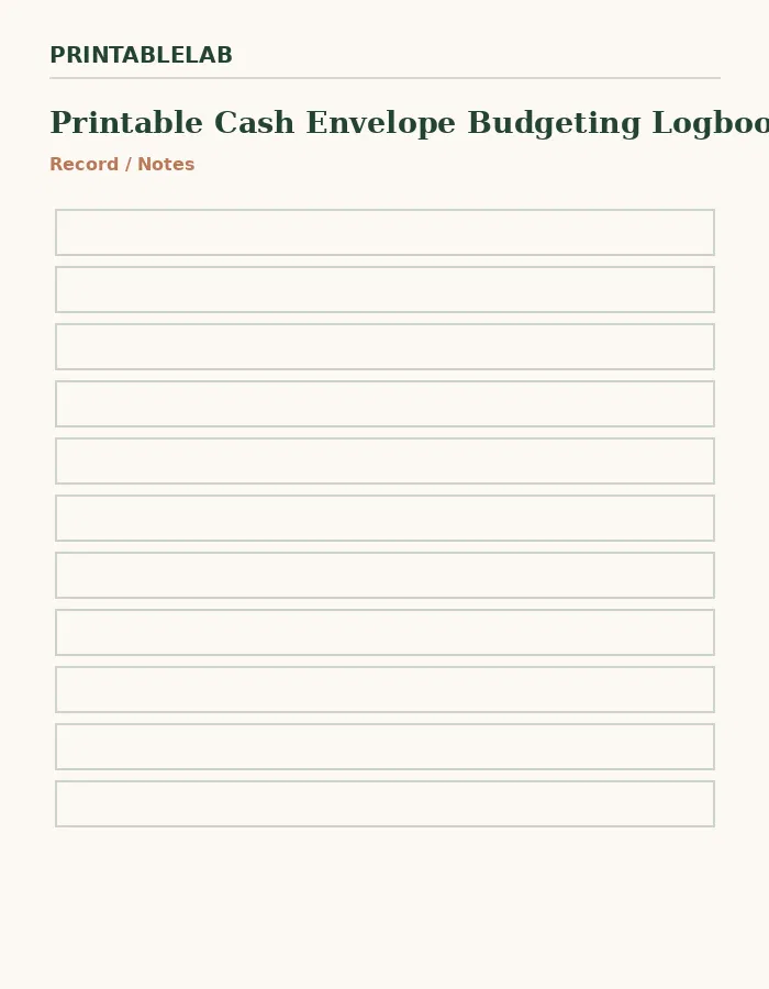 Printable Cash Envelope Budgeting Logbook preview 4