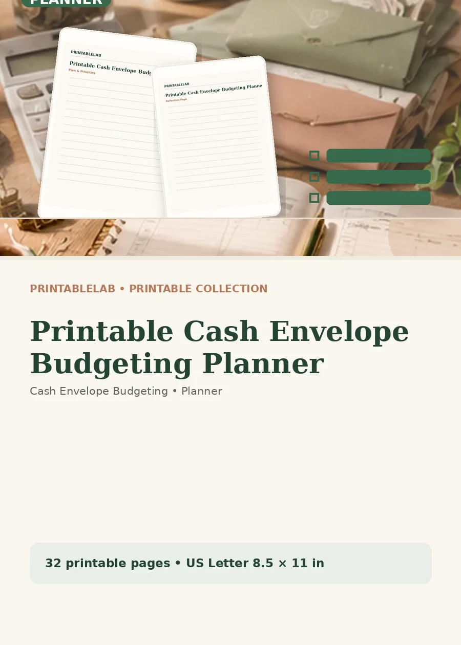 Printable Cash Envelope Budgeting Planner cover