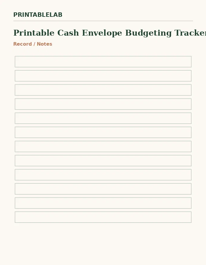Printable Cash Envelope Budgeting Tracker preview 4