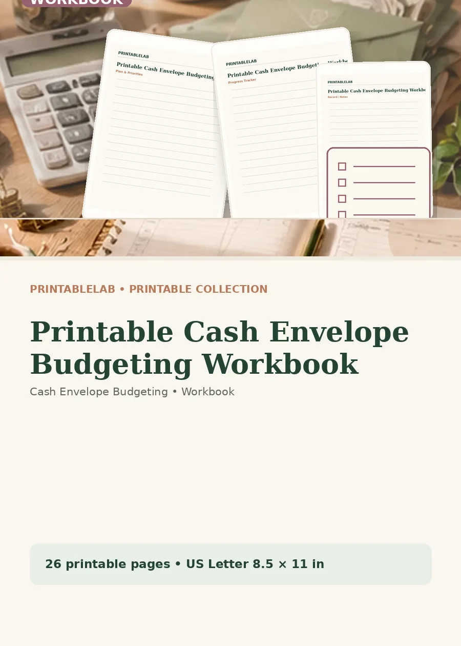 Printable Cash Envelope Budgeting Workbook cover
