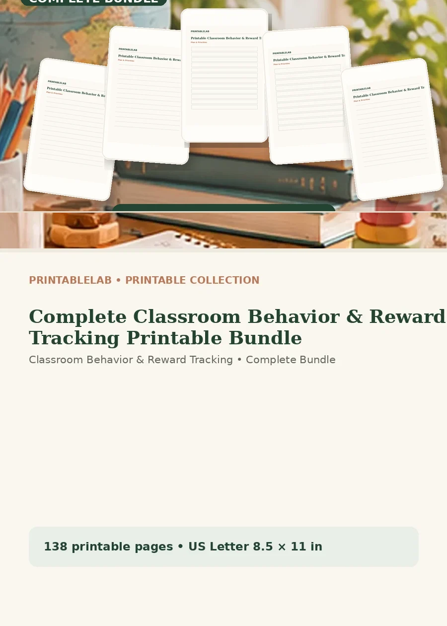 Complete Classroom Behavior & Reward Tracking Printable Bundle cover