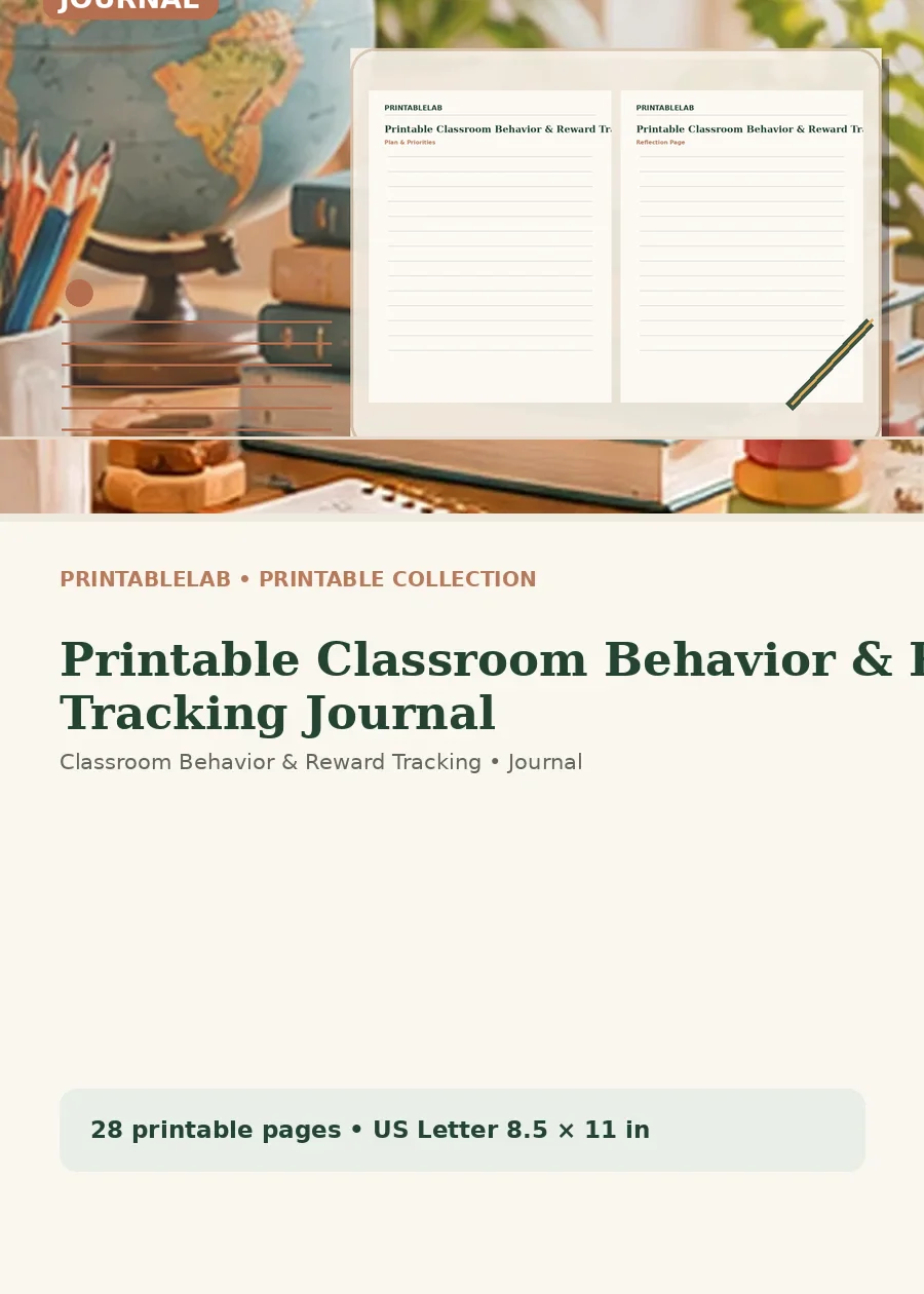 Printable Classroom Behavior & Reward Tracking Journal cover