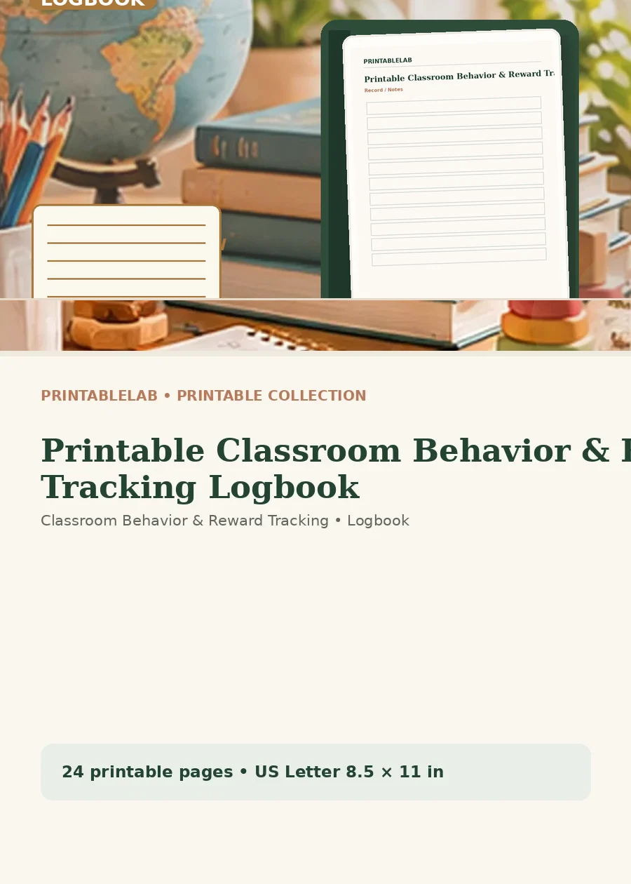Printable Classroom Behavior & Reward Tracking Logbook cover
