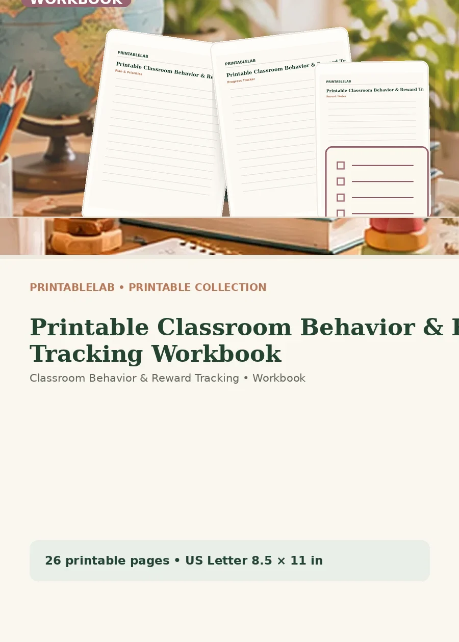 Printable Classroom Behavior & Reward Tracking Workbook cover