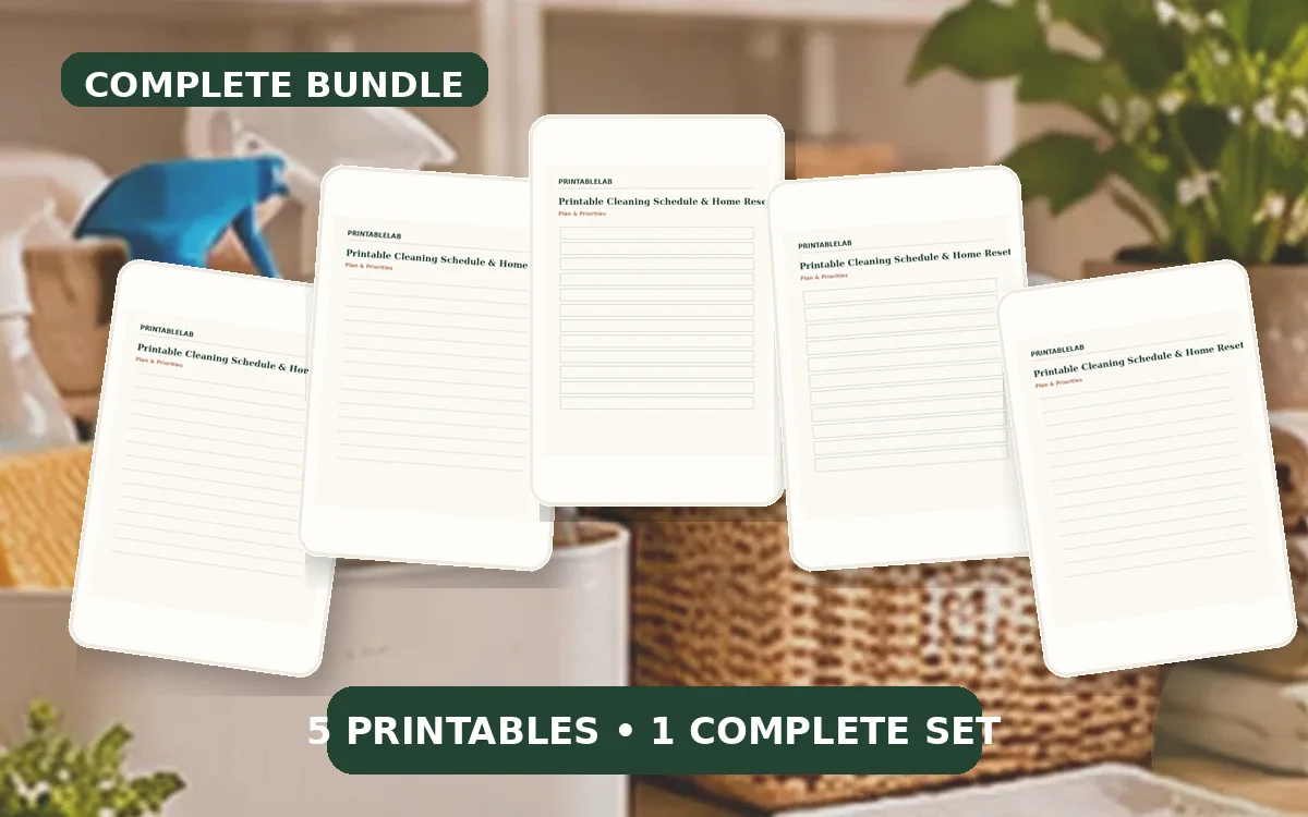 Complete Cleaning Schedule & Home Reset Printable Bundle cover